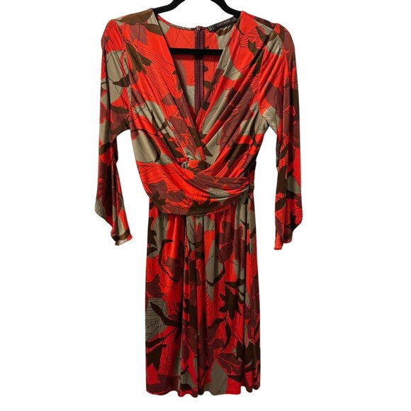 Zara Basic Womens Red & Brown Floral Wrap Dress Size Small dress - Picture 7 of 11
